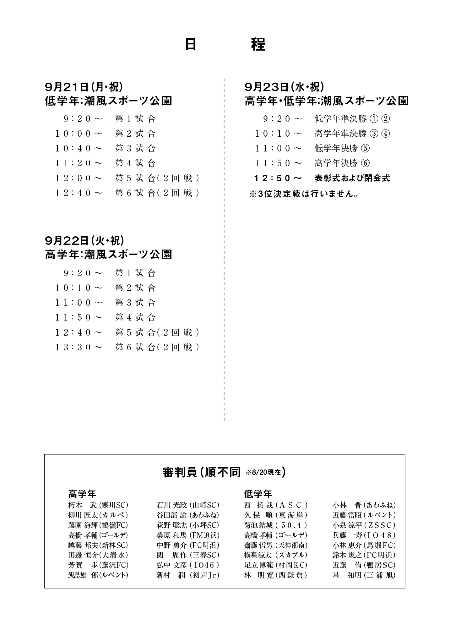 第35回 湘南少年サッカー大会 組み合わせ表